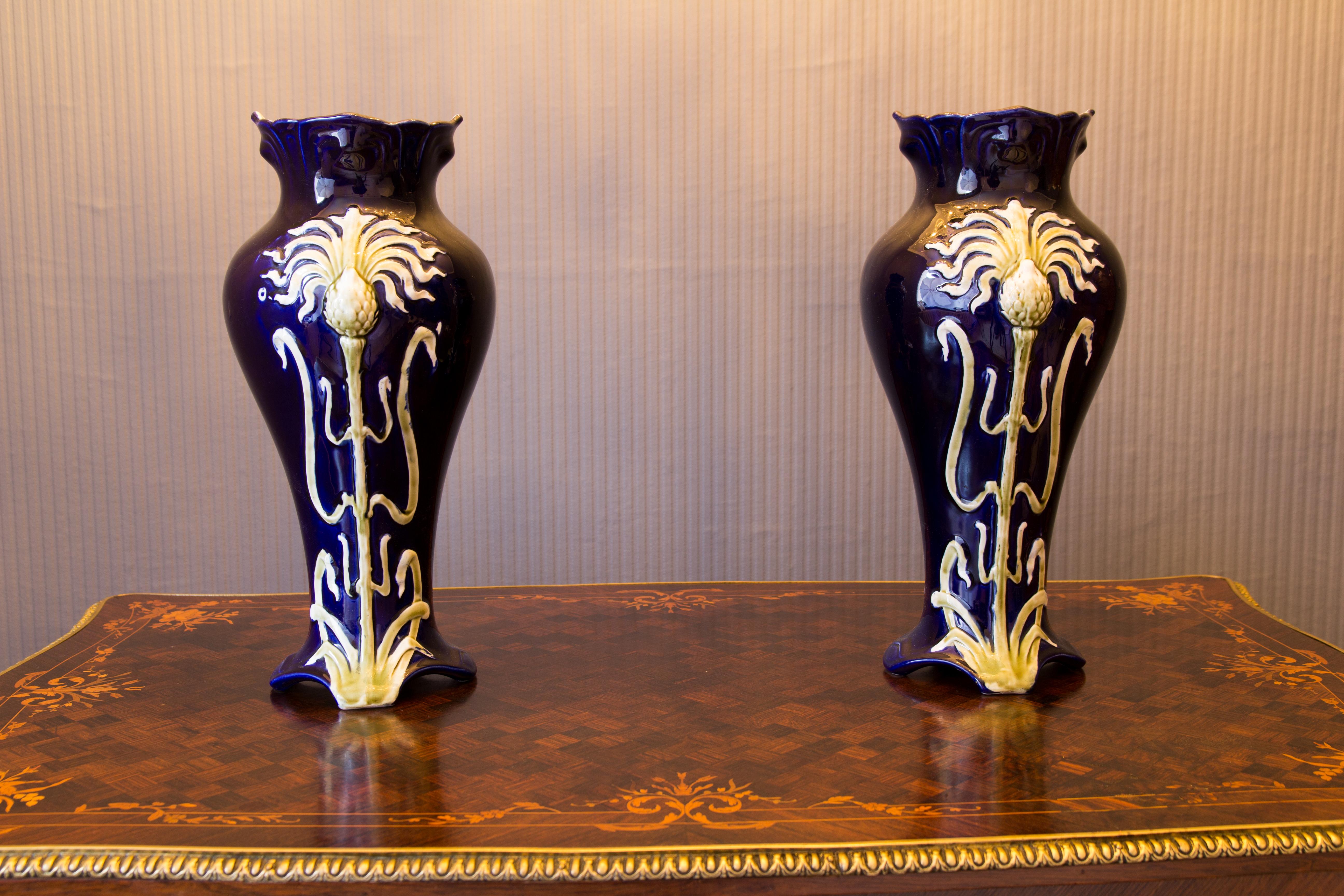 Pair of Early 20th Century French Art Nouveau Vases by J. Bernard De Bruyne 7