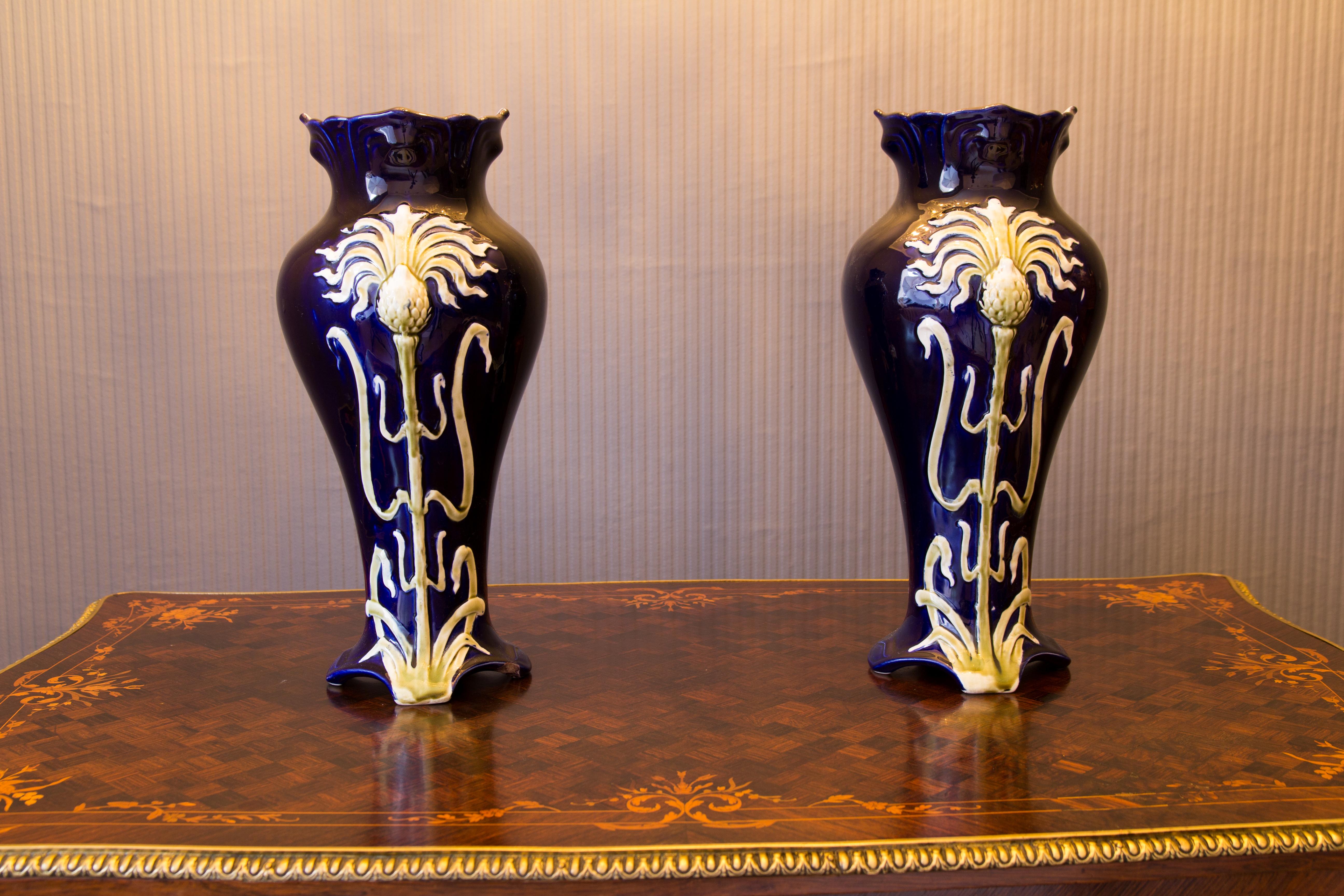 Pair of Early 20th Century French Art Nouveau Vases by J. Bernard De Bruyne 9