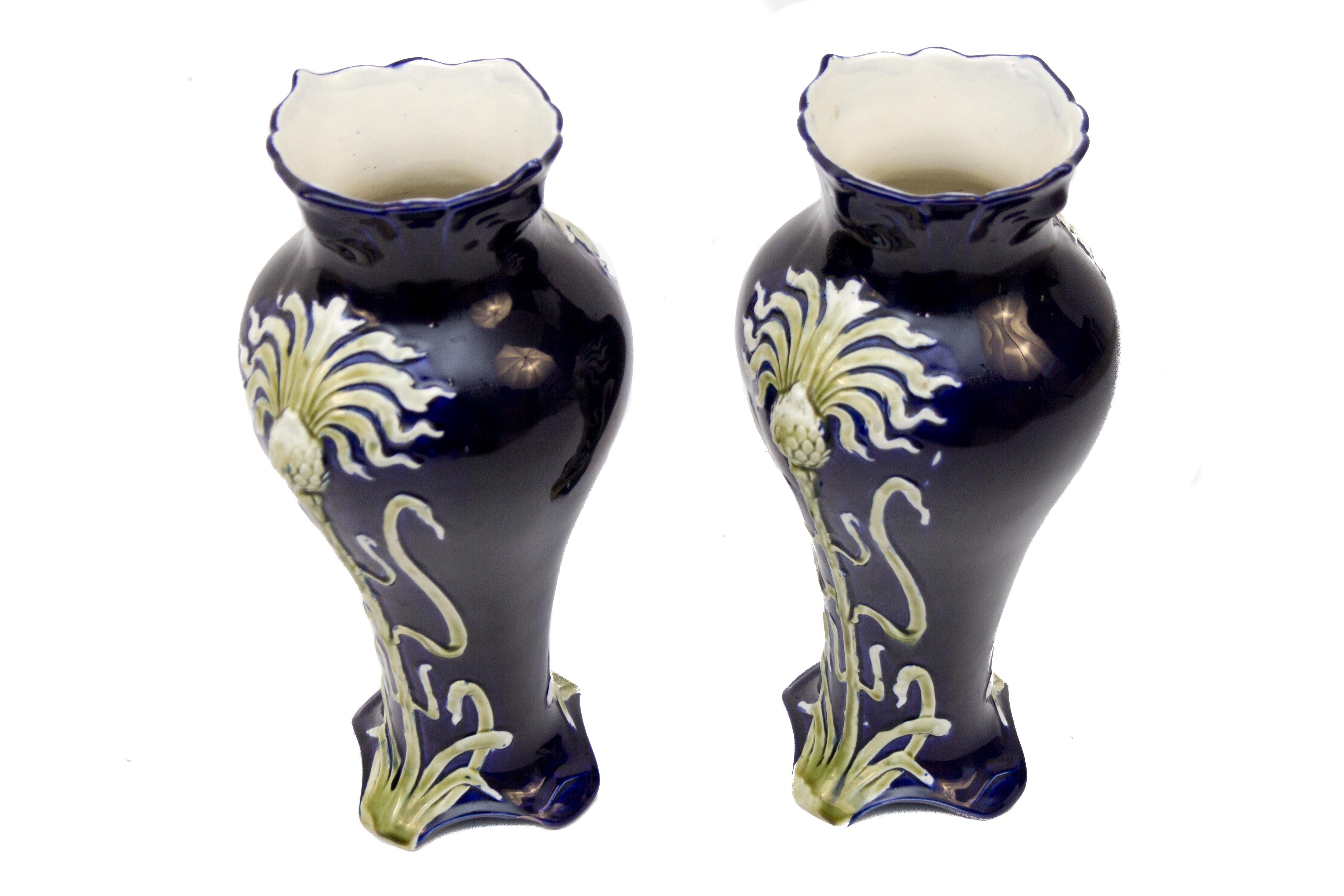 Pair of Early 20th Century French Art Nouveau Vases by J. Bernard De Bruyne 15