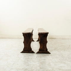 Pair of Early 20th Century French Artisan-Made Oak Farm Benches from Normandy