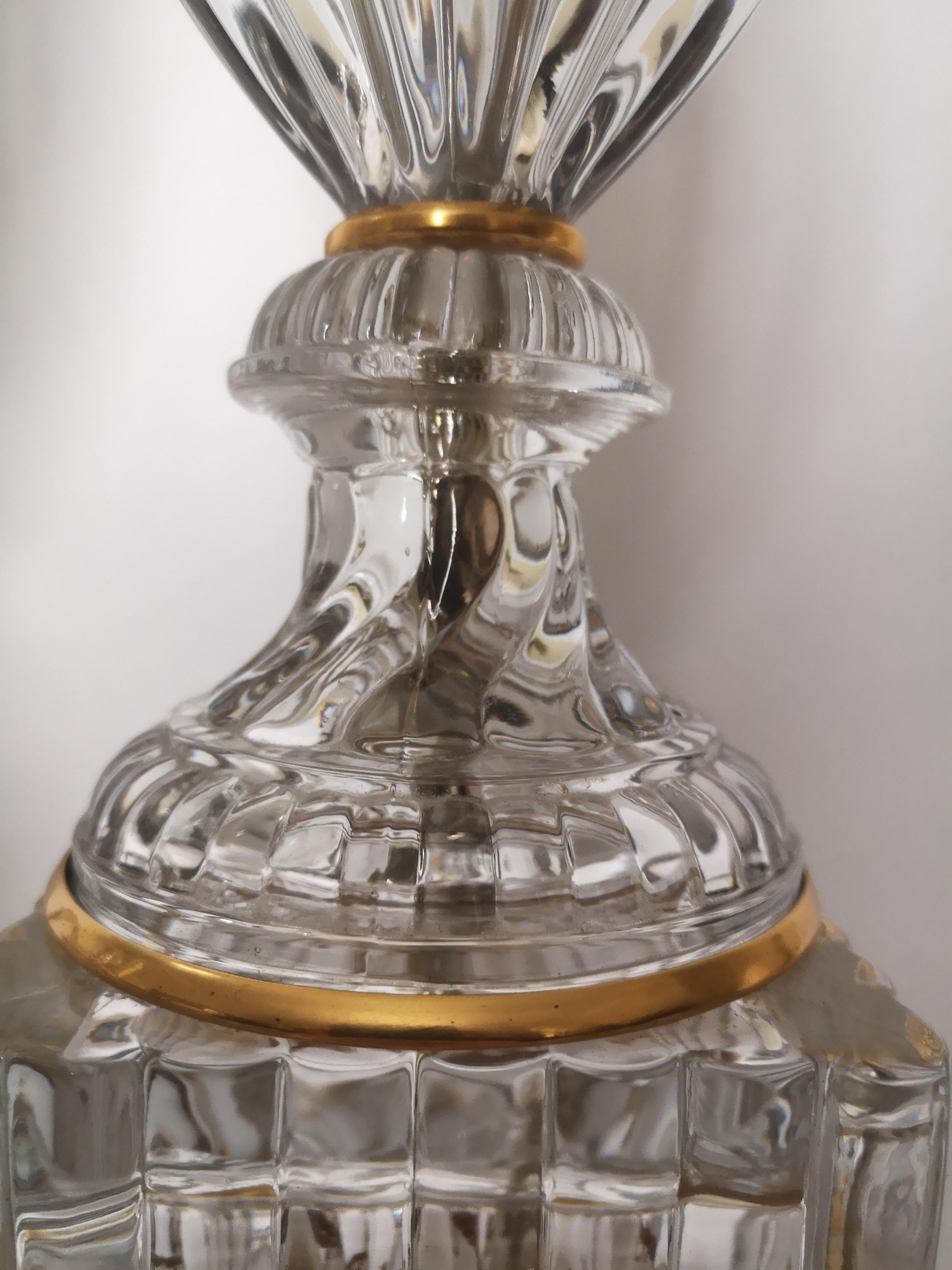 Pair of Early 20th Century French Baccarat Crystal and Bronze Lamps For Sale 4