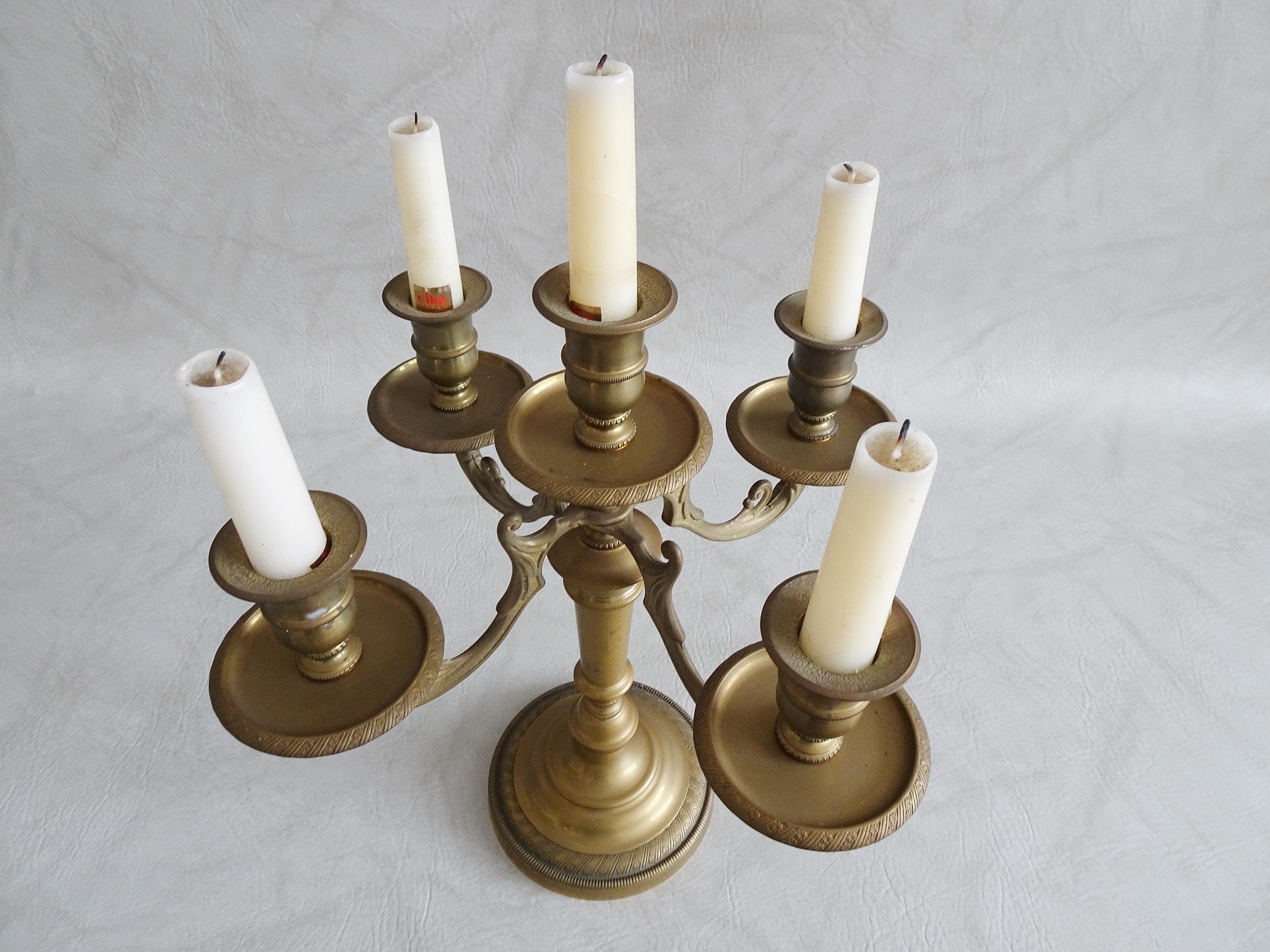 Pair of Early 20th Century French Brass Candelabra, France, 1900s In Good Condition In Saarbruecken, DE