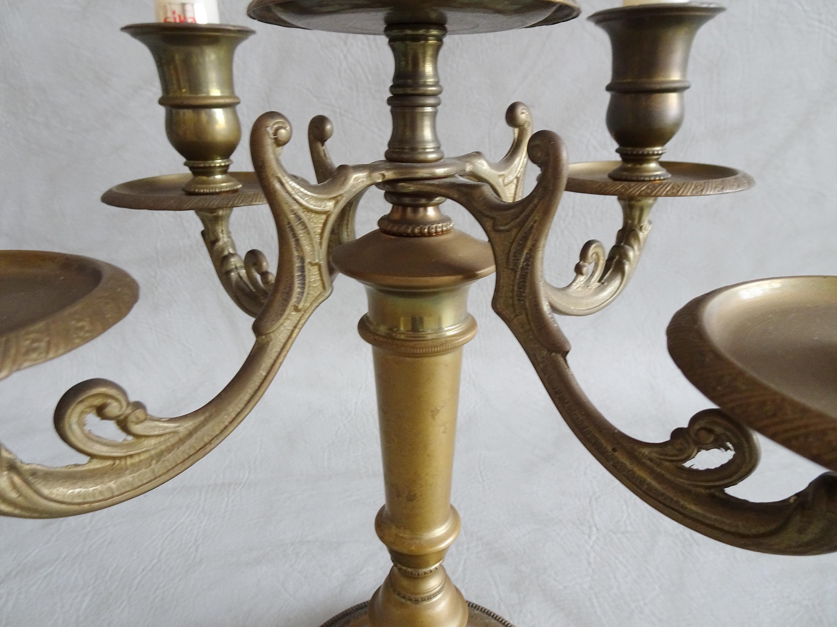 Pair of Early 20th Century French Brass Candelabra, France, 1900s 2