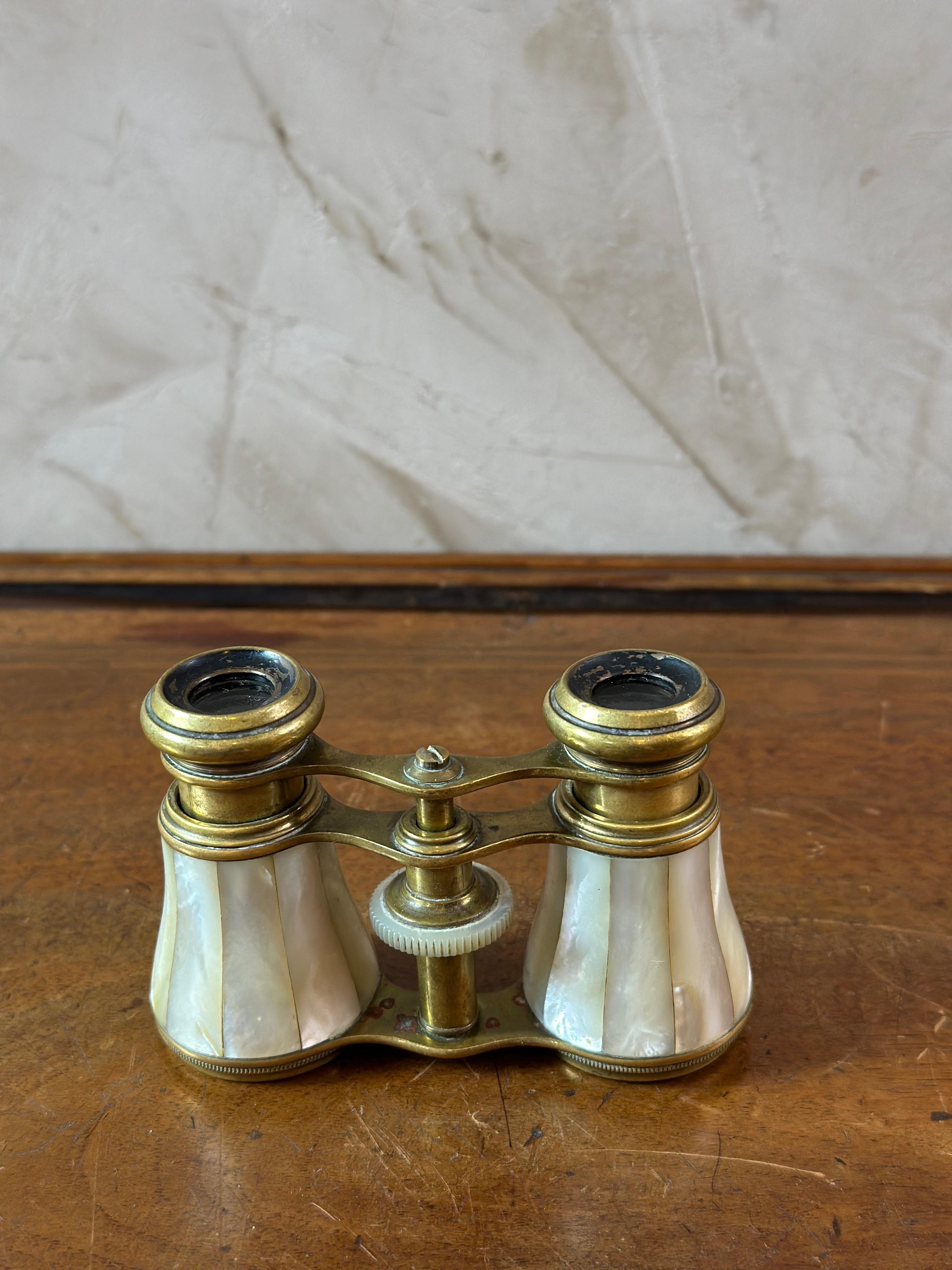 Brass Pair of Early 20th century French brass Opera Glass, 1900s For Sale