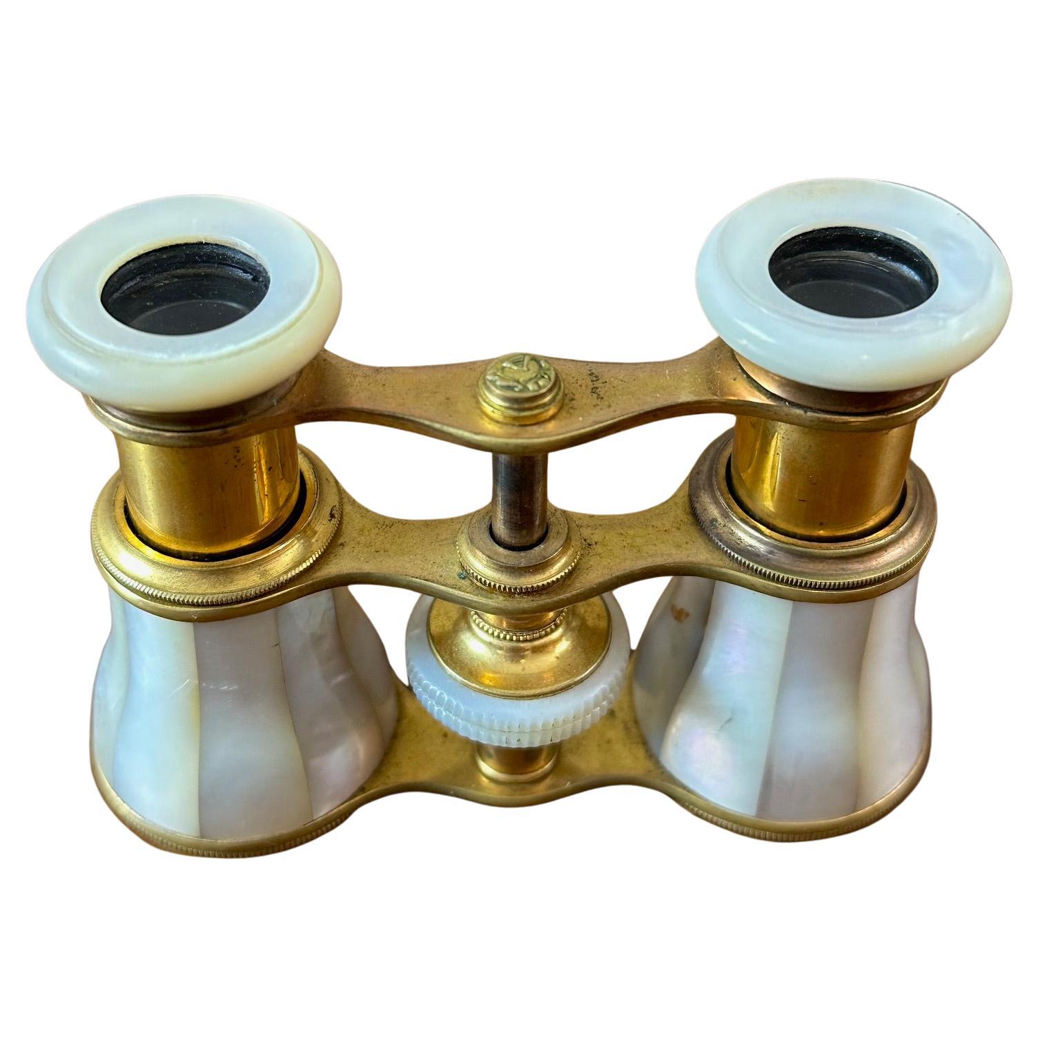 Paire de verres d'opéra en laiton français du début du 20e siècle, années 1900