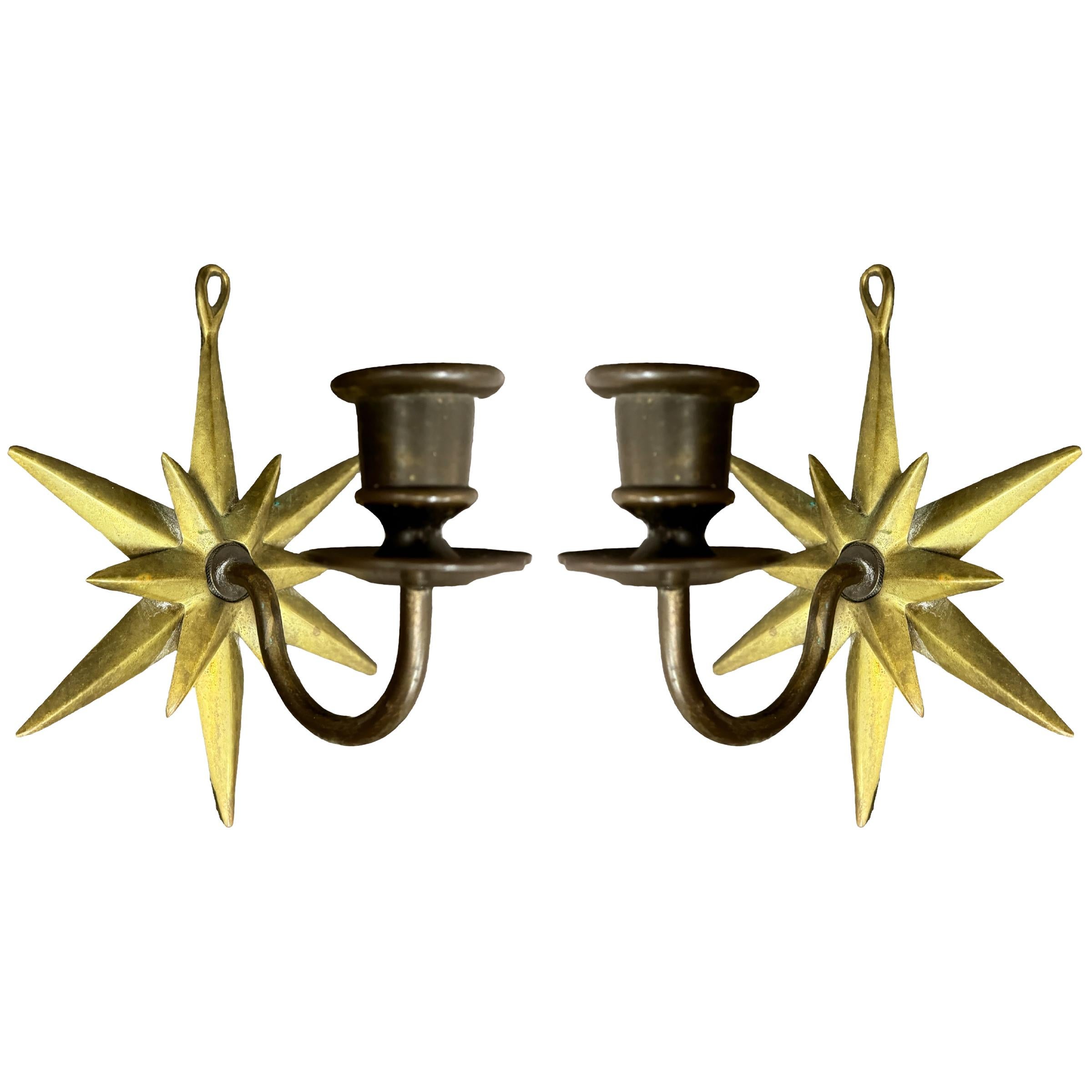 Empire Pair of Early 20th Century French Bronze Candle Sconces For Sale
