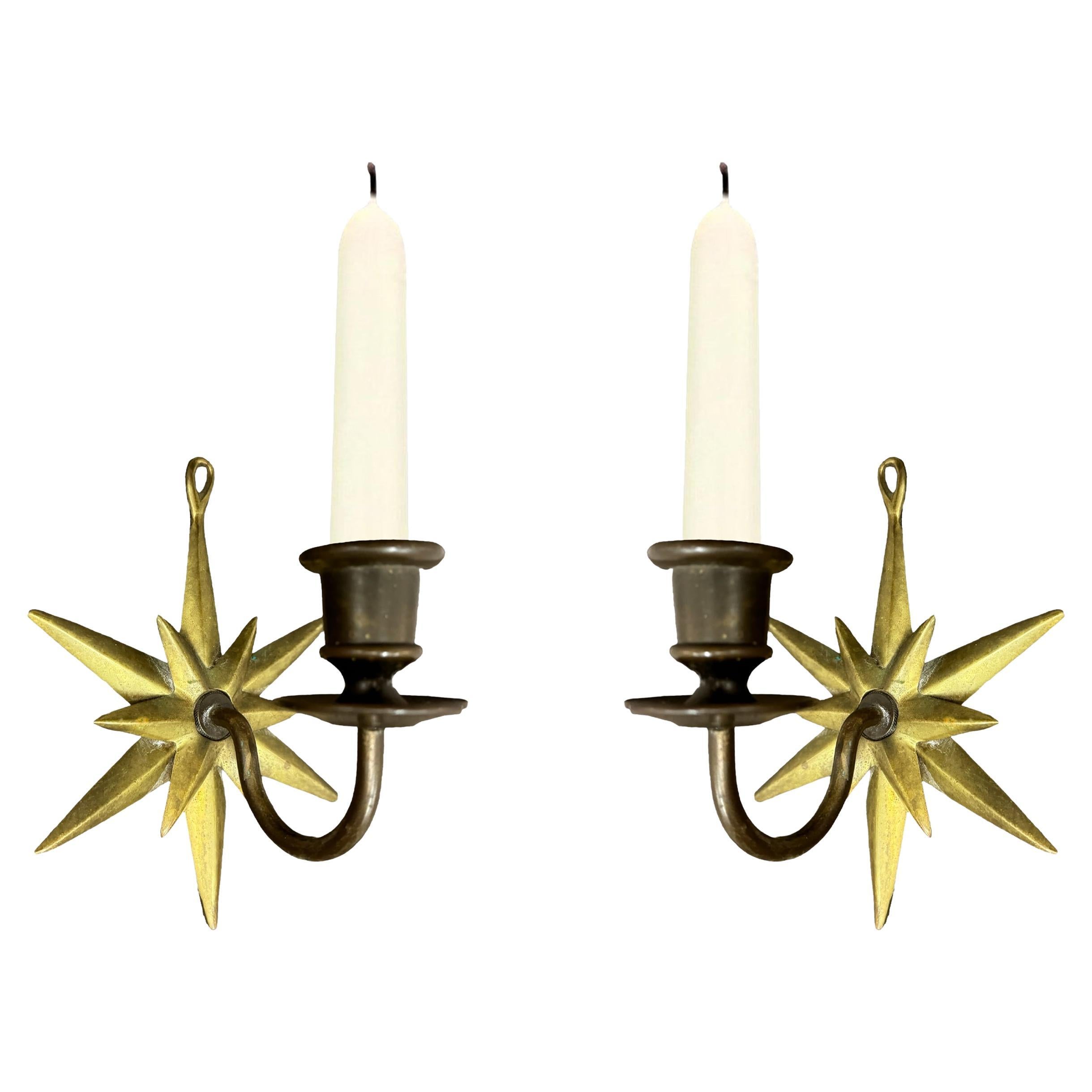 Pair of Early 20th Century French Bronze Candle Sconces For Sale