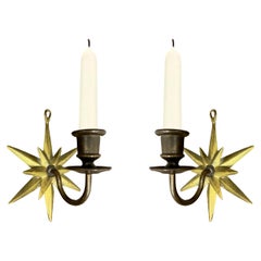 Antique Pair of Early 20th Century French Bronze Candle Sconces