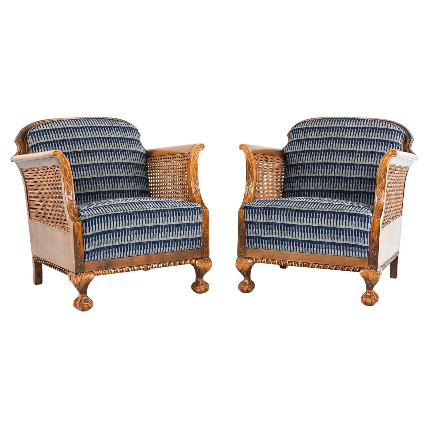 Pair of Early 20th Century French Caned Bergere Chairs