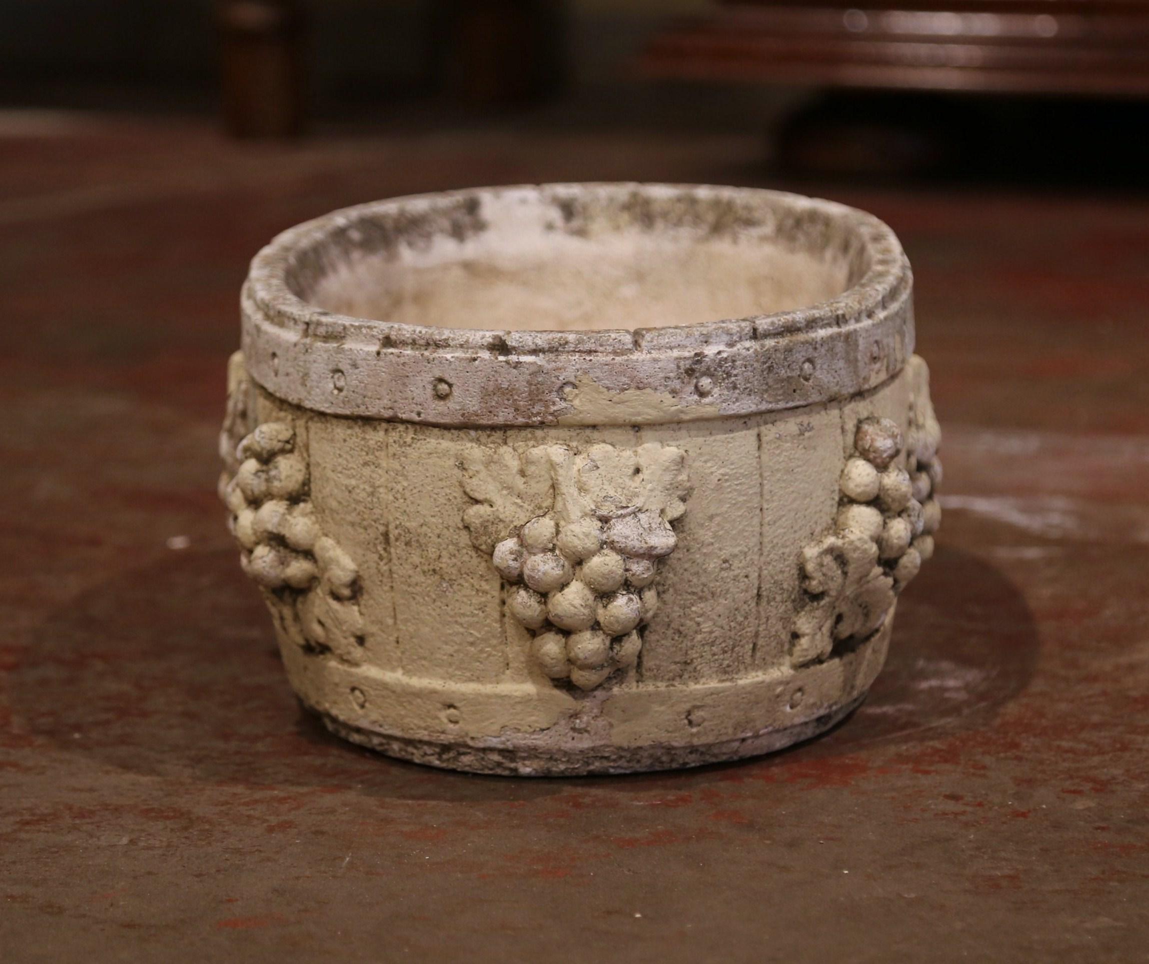 Pair of Early 20th Century French Carved Stone Planters with Grape Decor 3