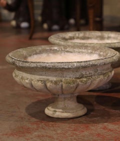 Pair of Early 20th Century French Carved Weathered Sandstone Planters