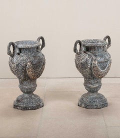 Pair of Early 20th Century French Cast Iron Urns