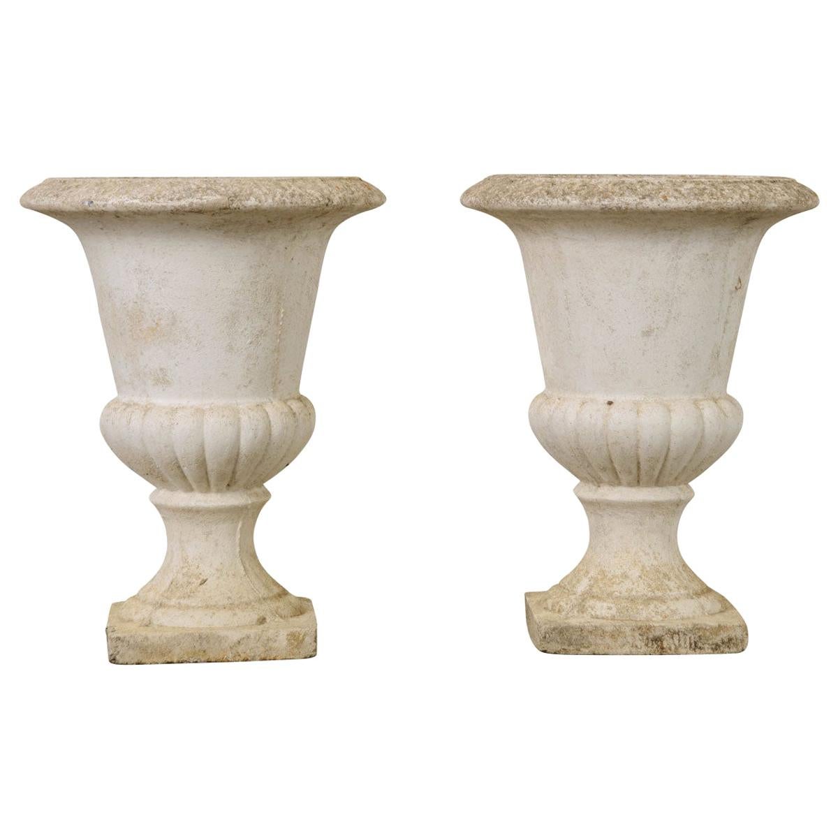 Pair of Early 20th Century French Cast Stone Planters