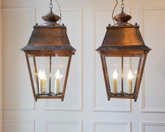 Pair of Early 20th-Century French Copper Hanging Lanterns