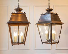 Pair of Early 20th-Century French Copper Hanging Lanterns