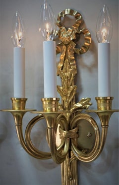 Pair of Early 20th Century French Doré Bronze Wall Sconces