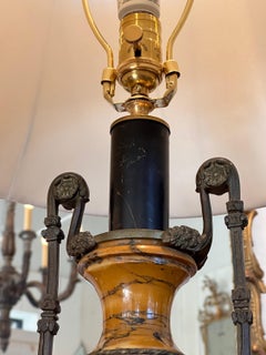 Pair of Early 20th Century French Empire Marble Lamps