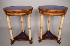 Coppia di tavolini in lapislazzuli in stile impero francese dei primi del Novecento