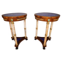 Pair of Early 20th Century French Empire Style Lapis Lazuli Side Tables