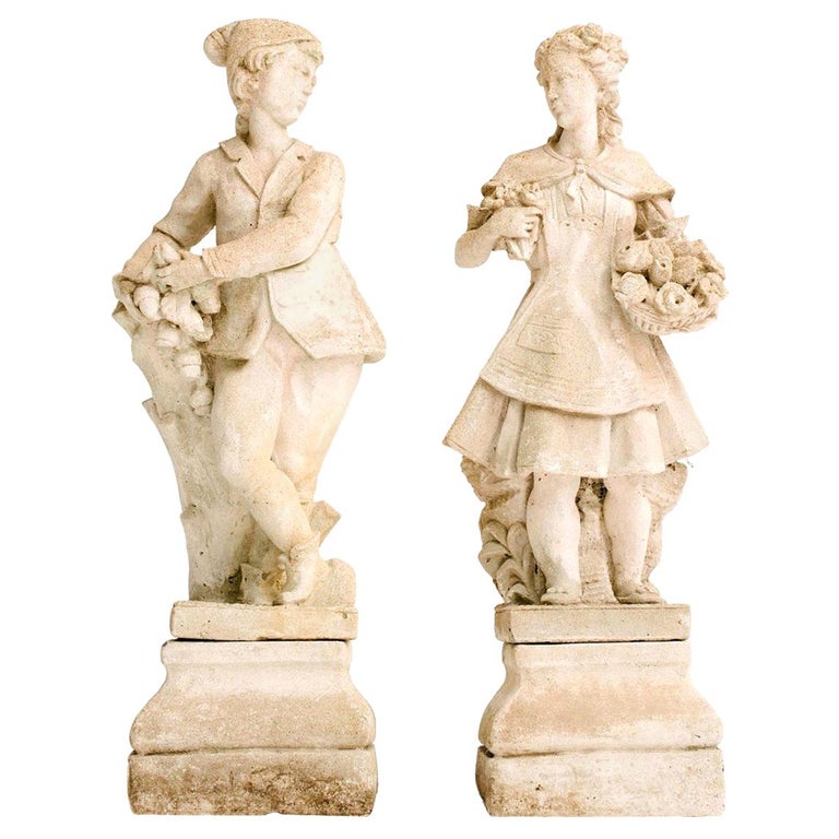 Pair of Early 20th Century French Garden Statues For Sale at 1stDibs