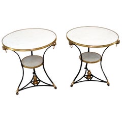 Pair of Early 20th Century French Gilt Bronze and Marble Guéridon Tables