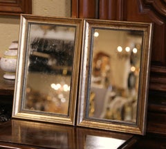Pair of Early 20th Century French Giltwood Mirrors with Original Mercury Glass