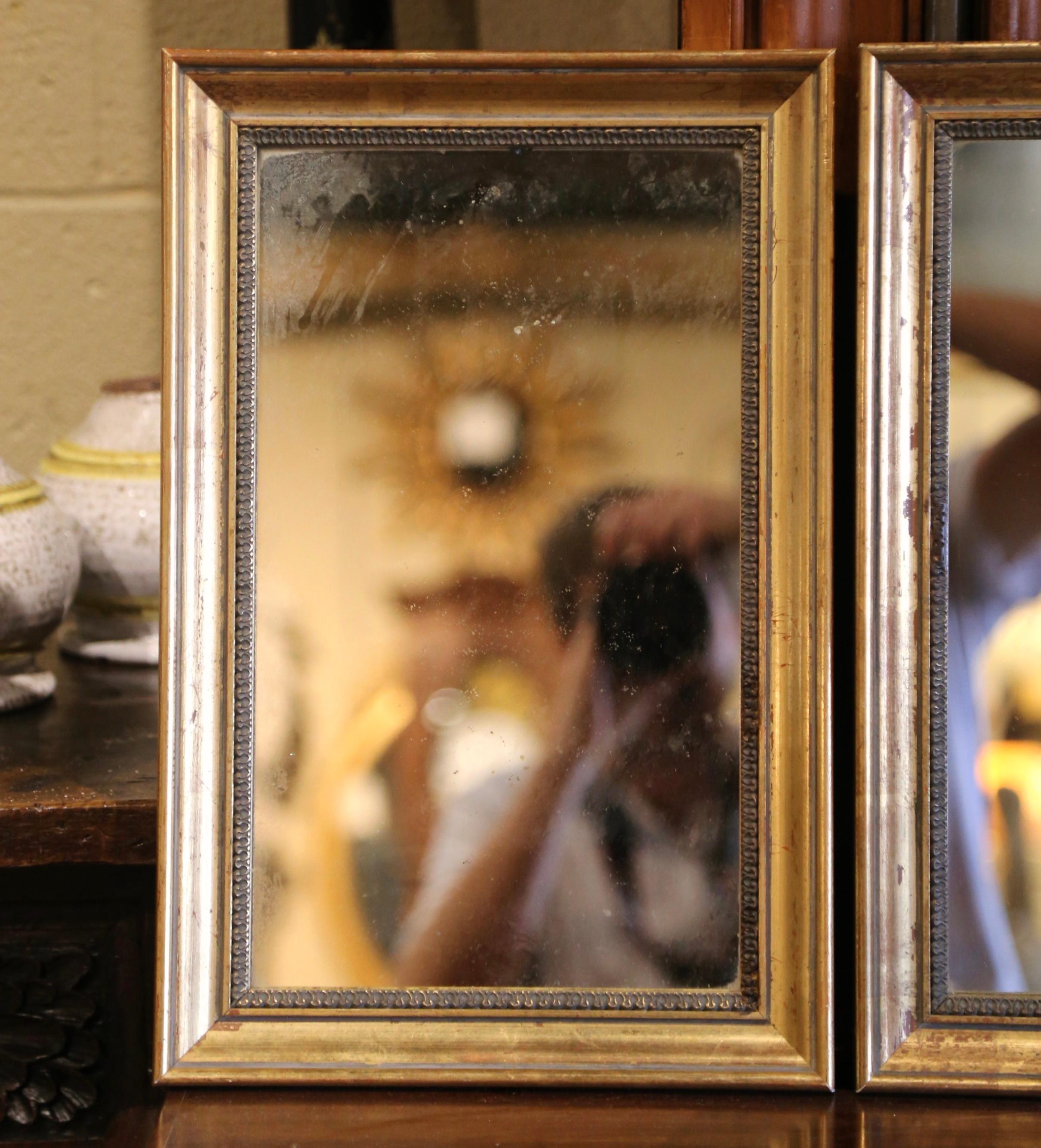 Neoclassical Pair of Early 20th Century French Giltwood Mirrors with Original Mercury Glass For Sale