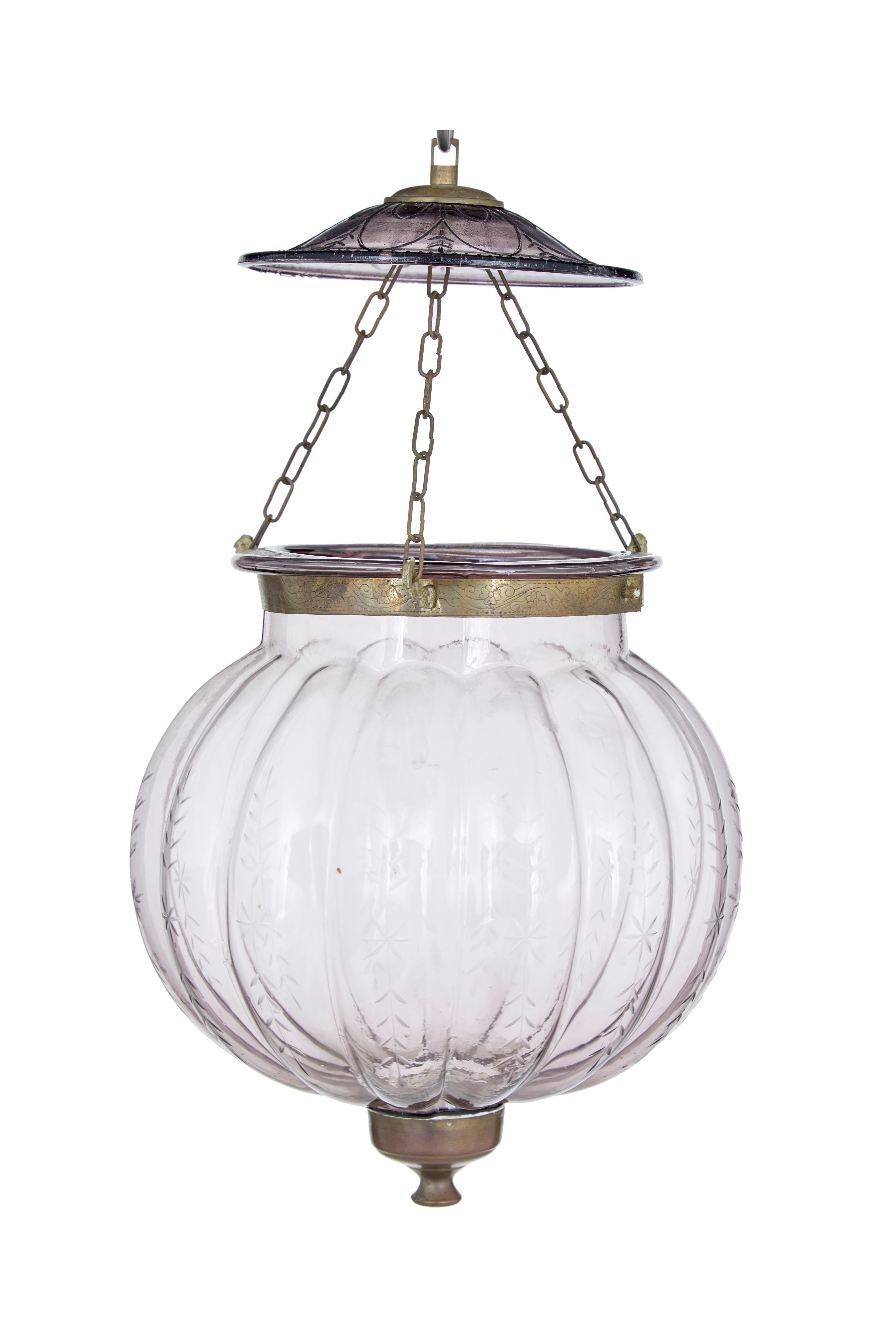 20th Century Pair of early 20th century french glass hanging lanterns For Sale