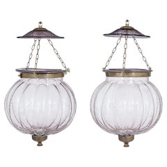 Pair of early 20th century french glass hanging lanterns