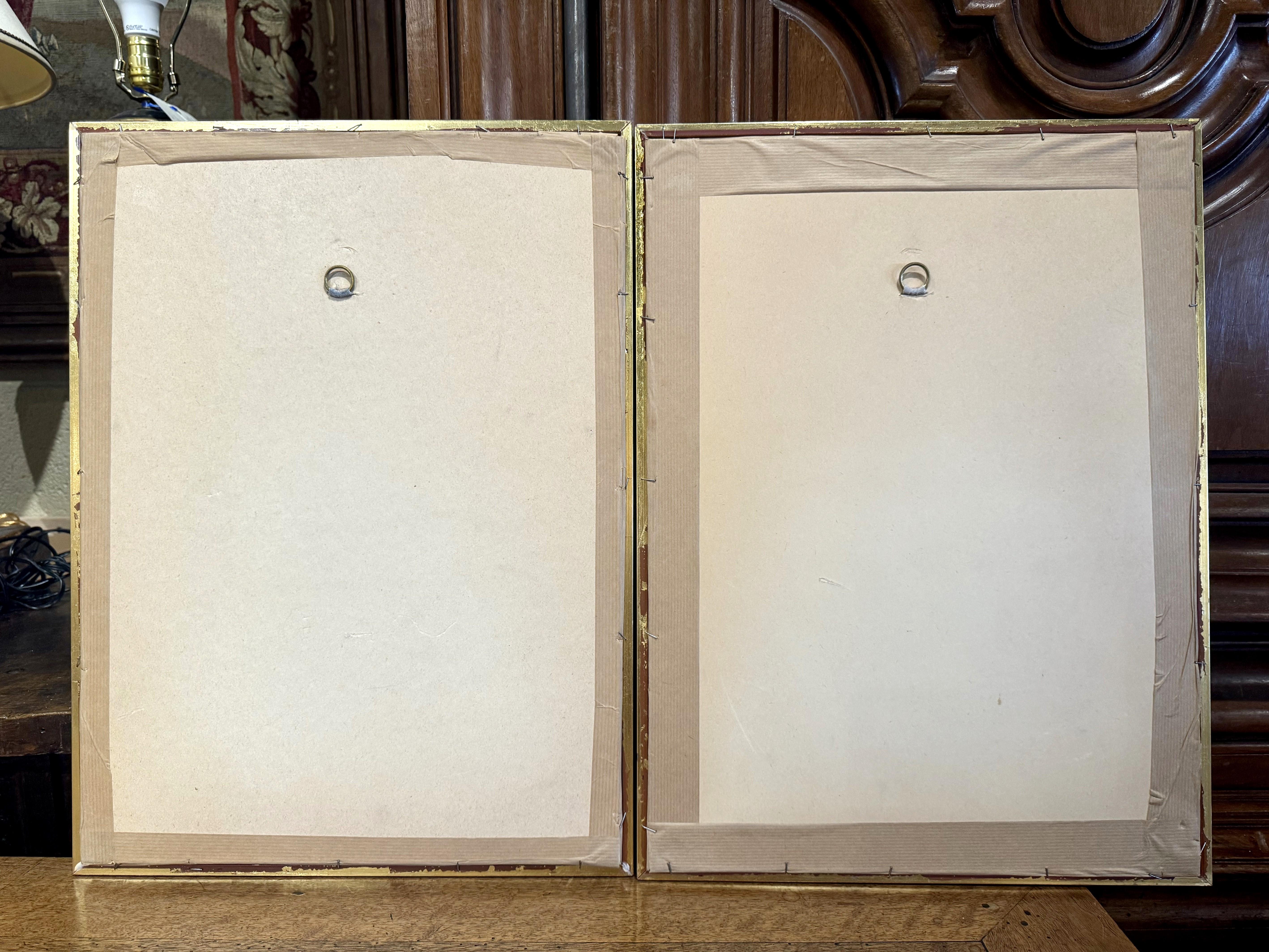Pair of Early 20th Century French Hand-Colored Bird Framed Prints by E. Guerin For Sale 6