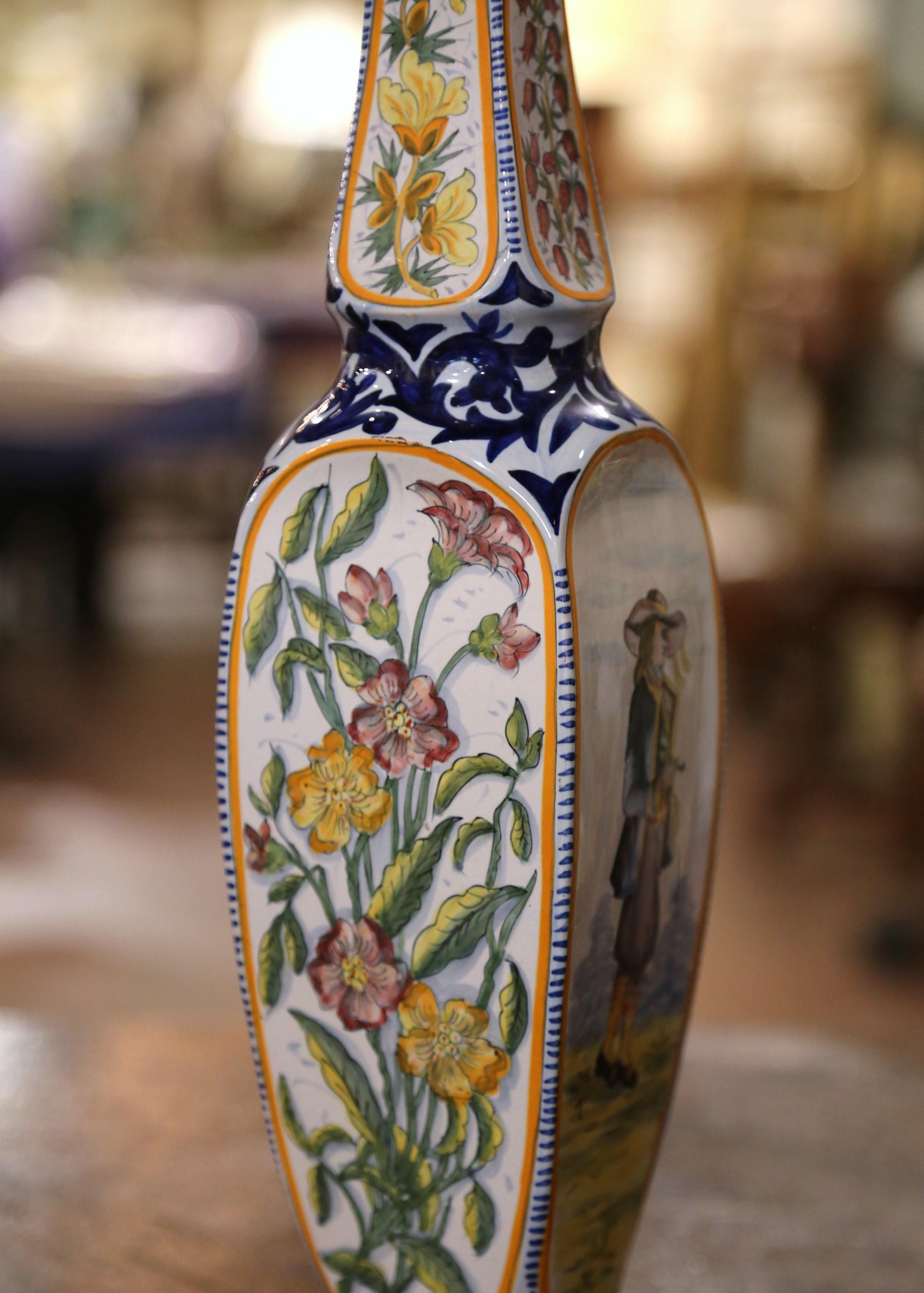 Pair of Early 20th Century French Hand Painted Faience HB Quimper Vases 1926 8