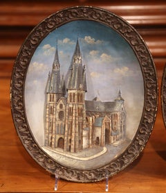 Pair of Early 20th Century French Oval Hand Painted Ceramic Wall Platters