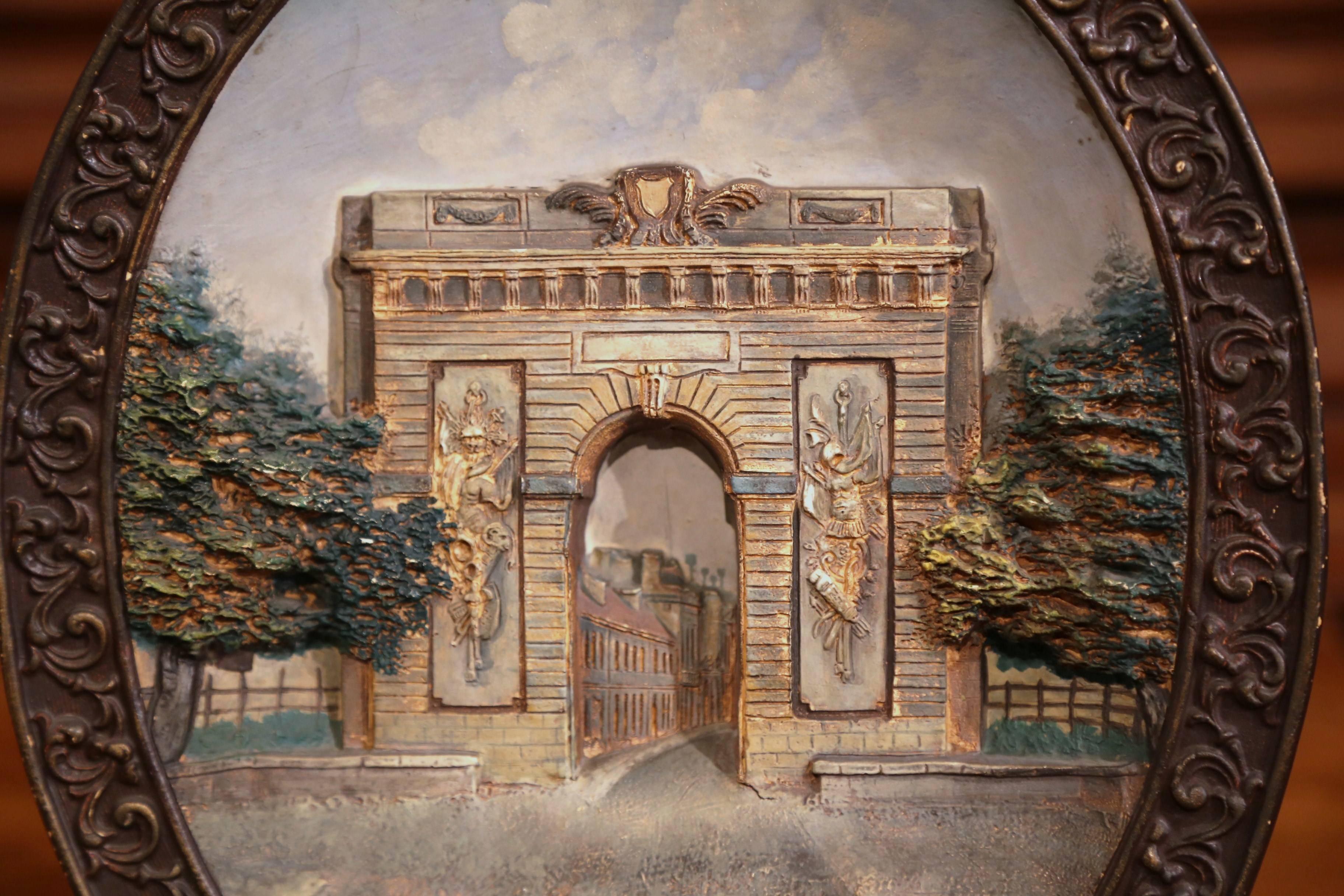 20ième siècle Paire de plateaux muraux ovales en céramique peints à la main du début du 20ème siècle en vente