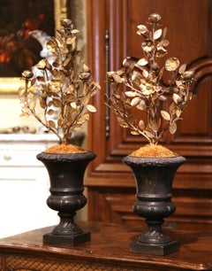 Pair of Early 20th Century French Iron and Brass Candelabras Medici Vases
