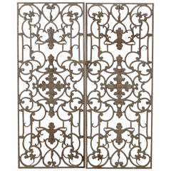 Pair of Early 20th Century French Iron Gates with Symmetrical Design