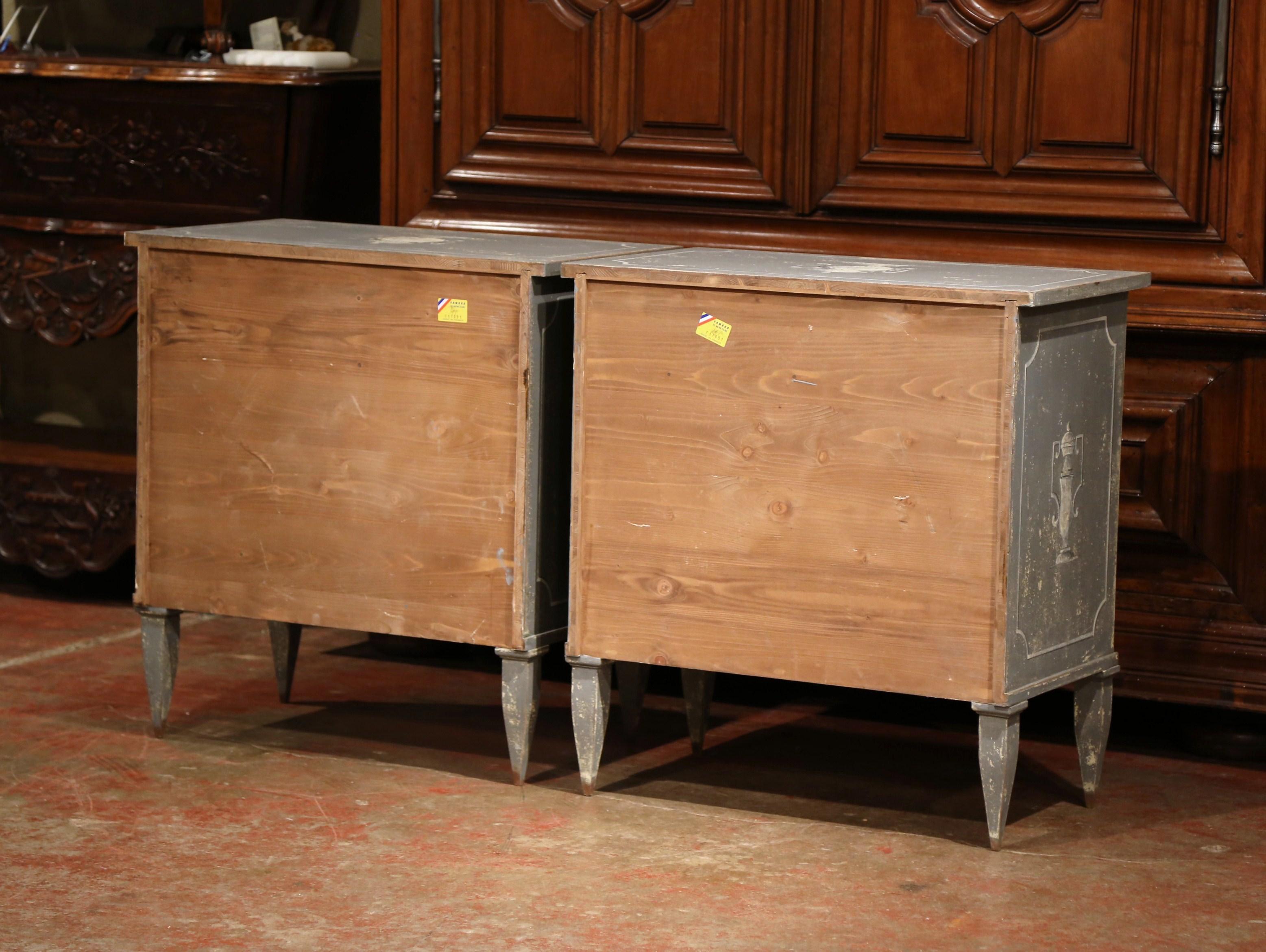 Pair of Early 20th Century French Louis Philippe Painted Nightstands or Commodes 5