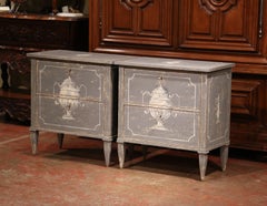 Pair of Early 20th Century French Louis Philippe Painted Nightstands or Commodes