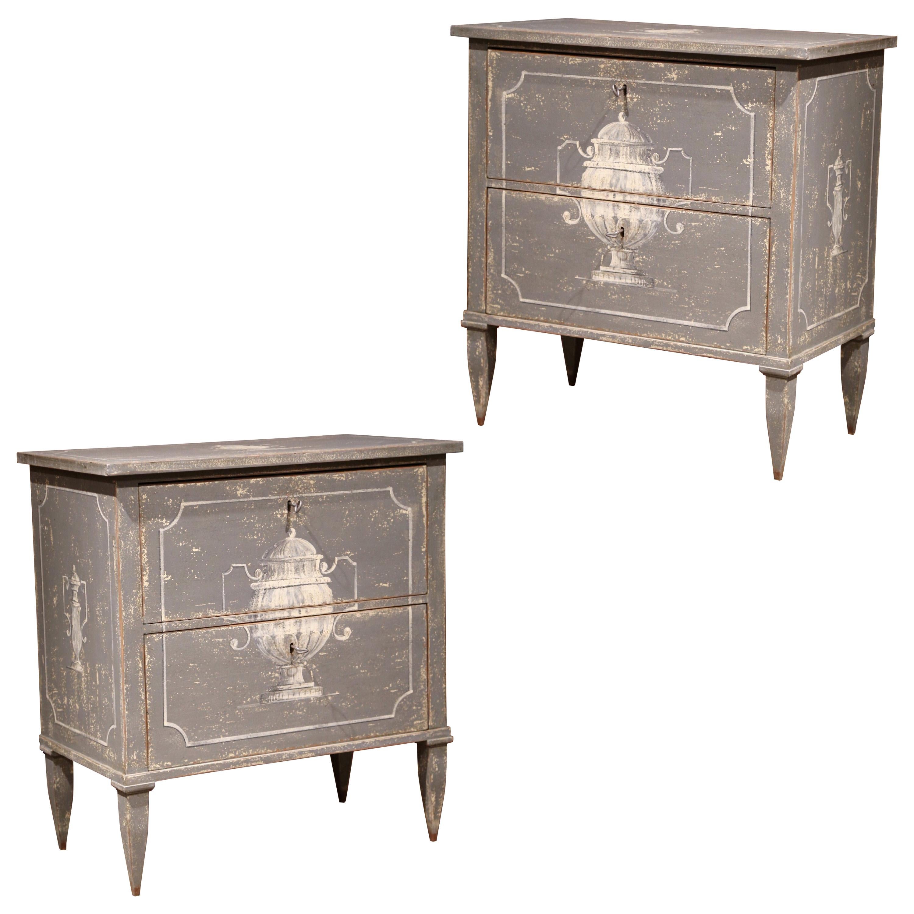 Pair of Early 20th Century French Louis Philippe Painted Nightstands or Commodes