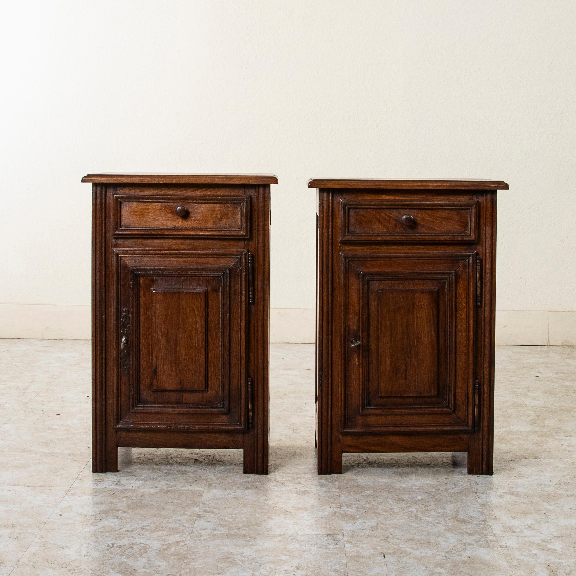 Pair of Early 20th Century French Louis XIV Style Oak Nightstands In Good Condition For Sale In Fayetteville, AR