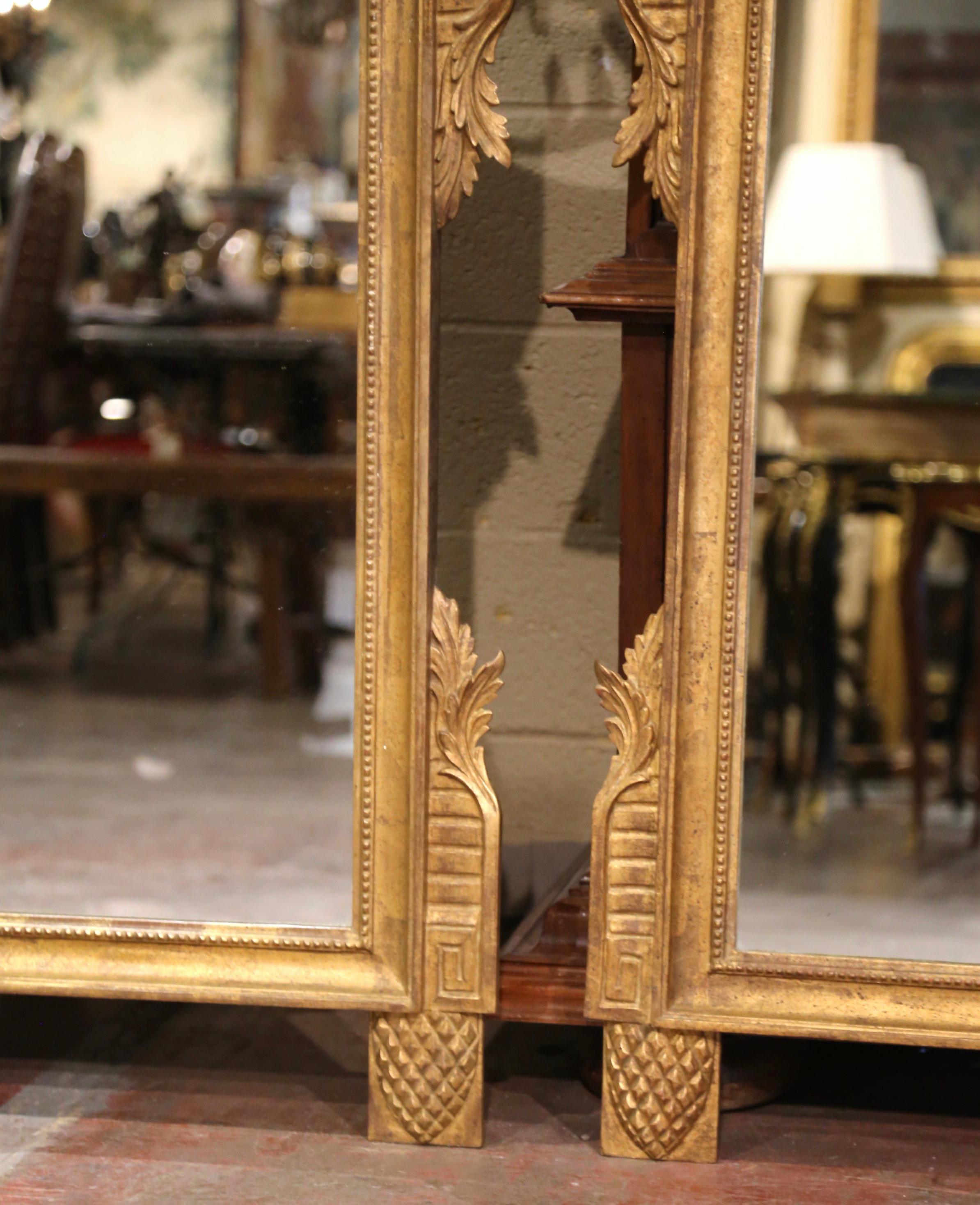 Pair of Large Early 20th Century French Louis XVI Carved Giltwood Wall Mirrors 4