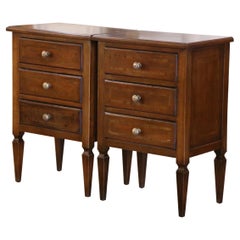 Pair of Early 20th Century French Louis XVI Mahogany Inlay Bedside Tables