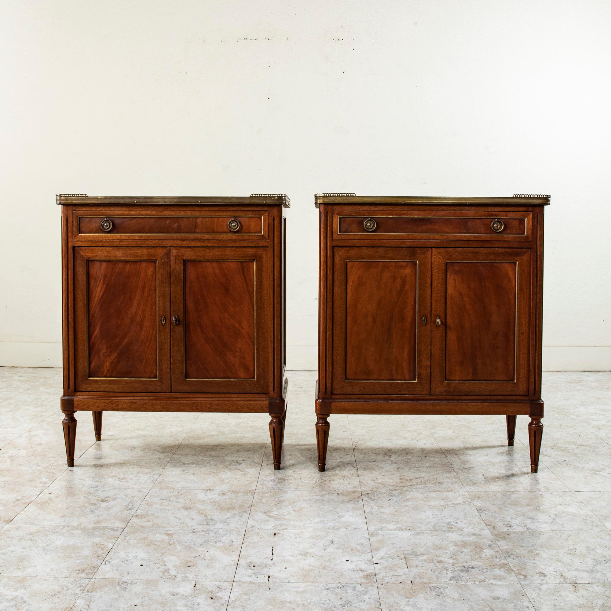 Pair of Early 20th Century French Louis XVI Style Mahogany Buffets, Nightstands In Good Condition In Fayetteville, AR