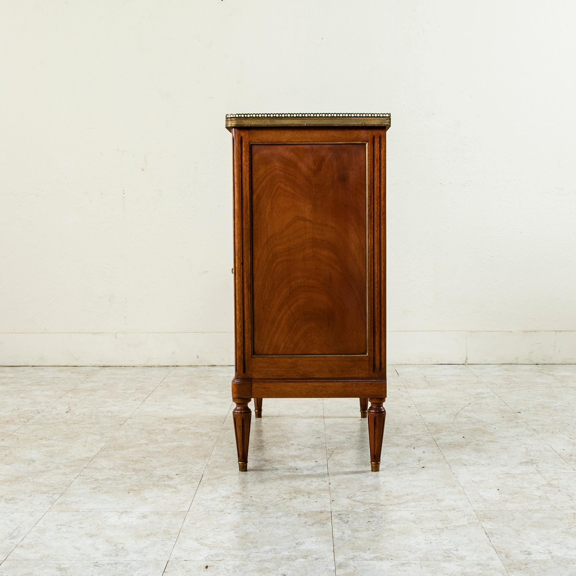 Bronze Pair of Early 20th Century French Louis XVI Style Mahogany Buffets, Nightstands