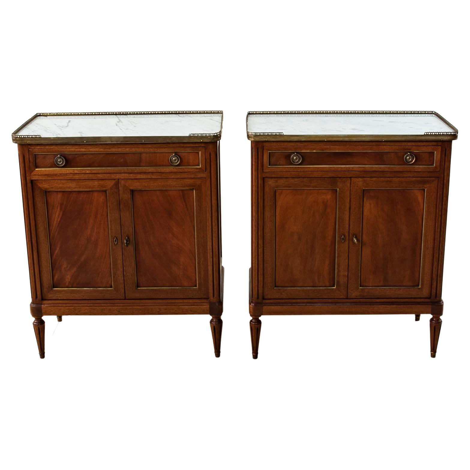Pair of Early 20th Century French Louis XVI Style Mahogany Buffets, Nightstands