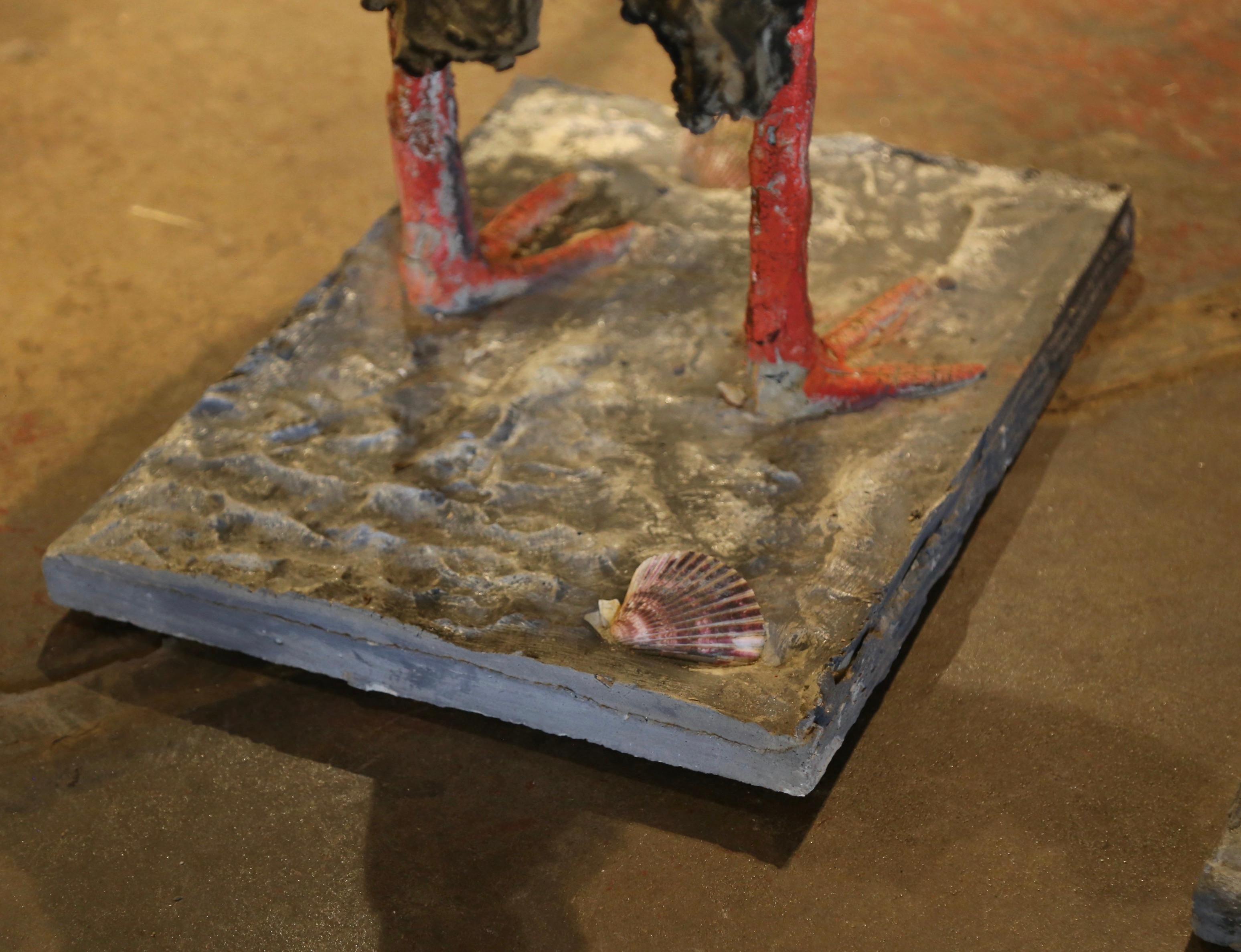 Paire de sculptures d'oiseaux Crane peintes en France au début du 20e siècle en vente 2