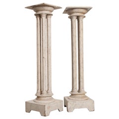 Pair of Early 20th Century French Painted Pillar Column Pedestals