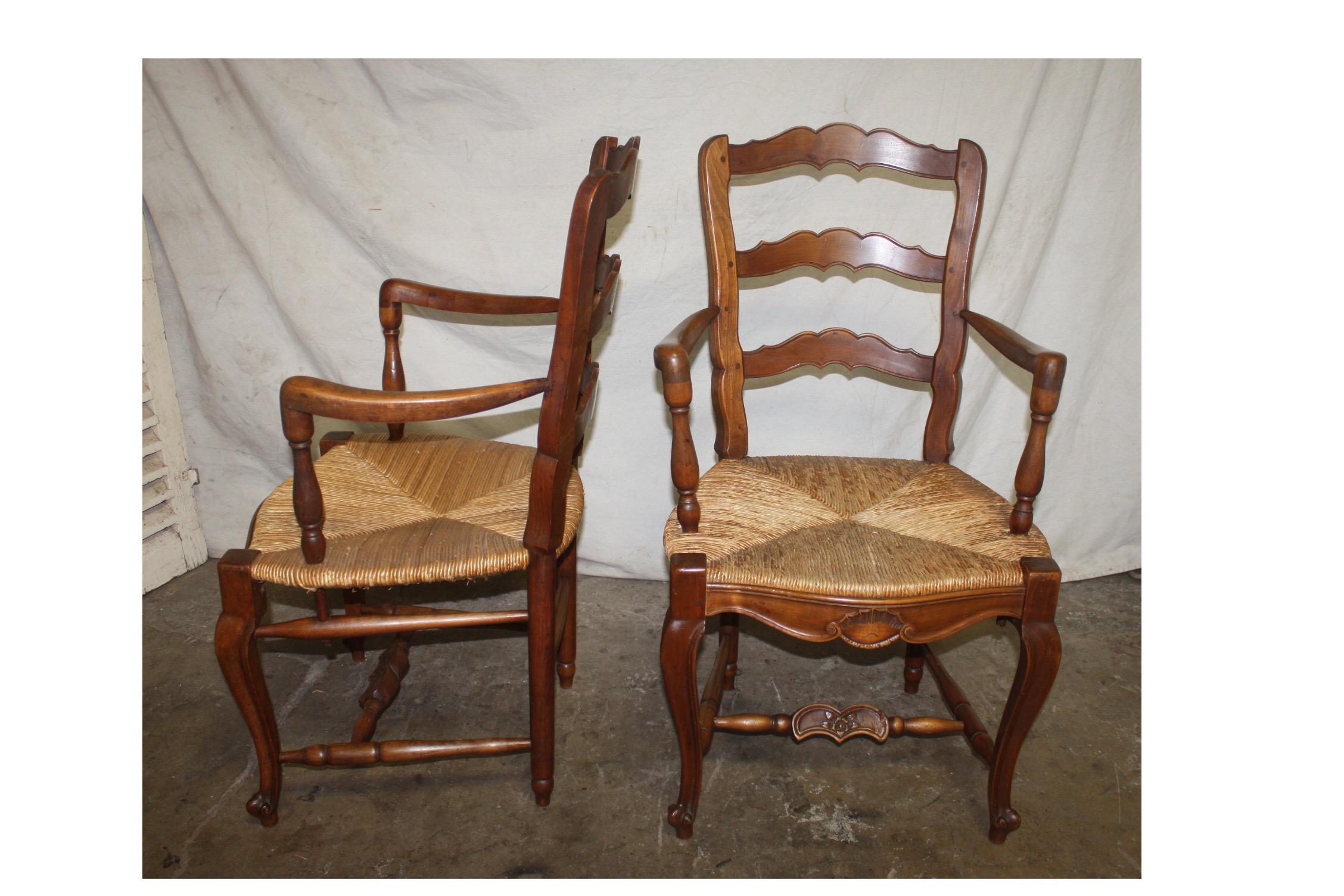 Straw Pair of Early 20th Century French Provencal Armchairs