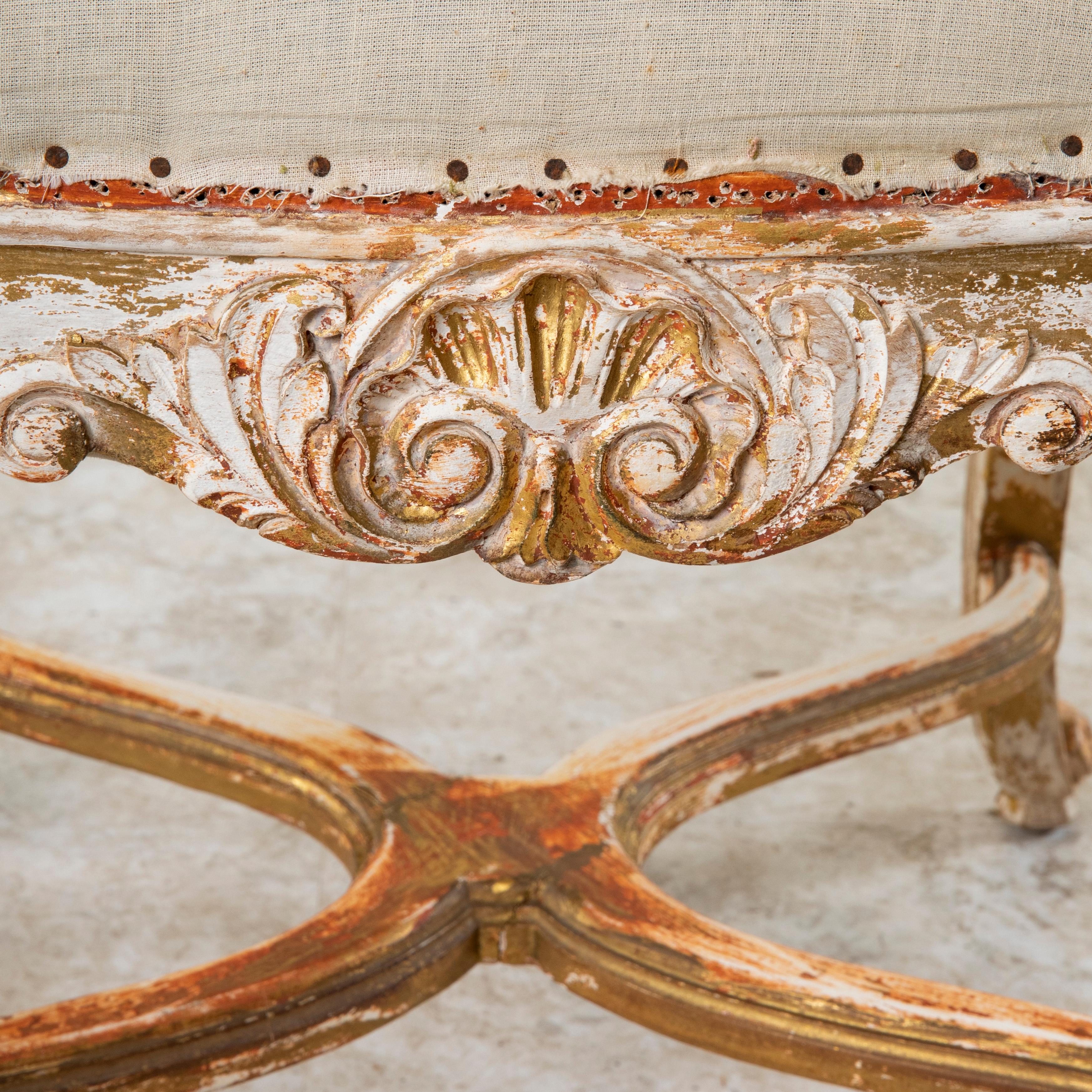Pair of Early 20th Century French Regency Style Hand Carved Painted Side Chairs For Sale 4