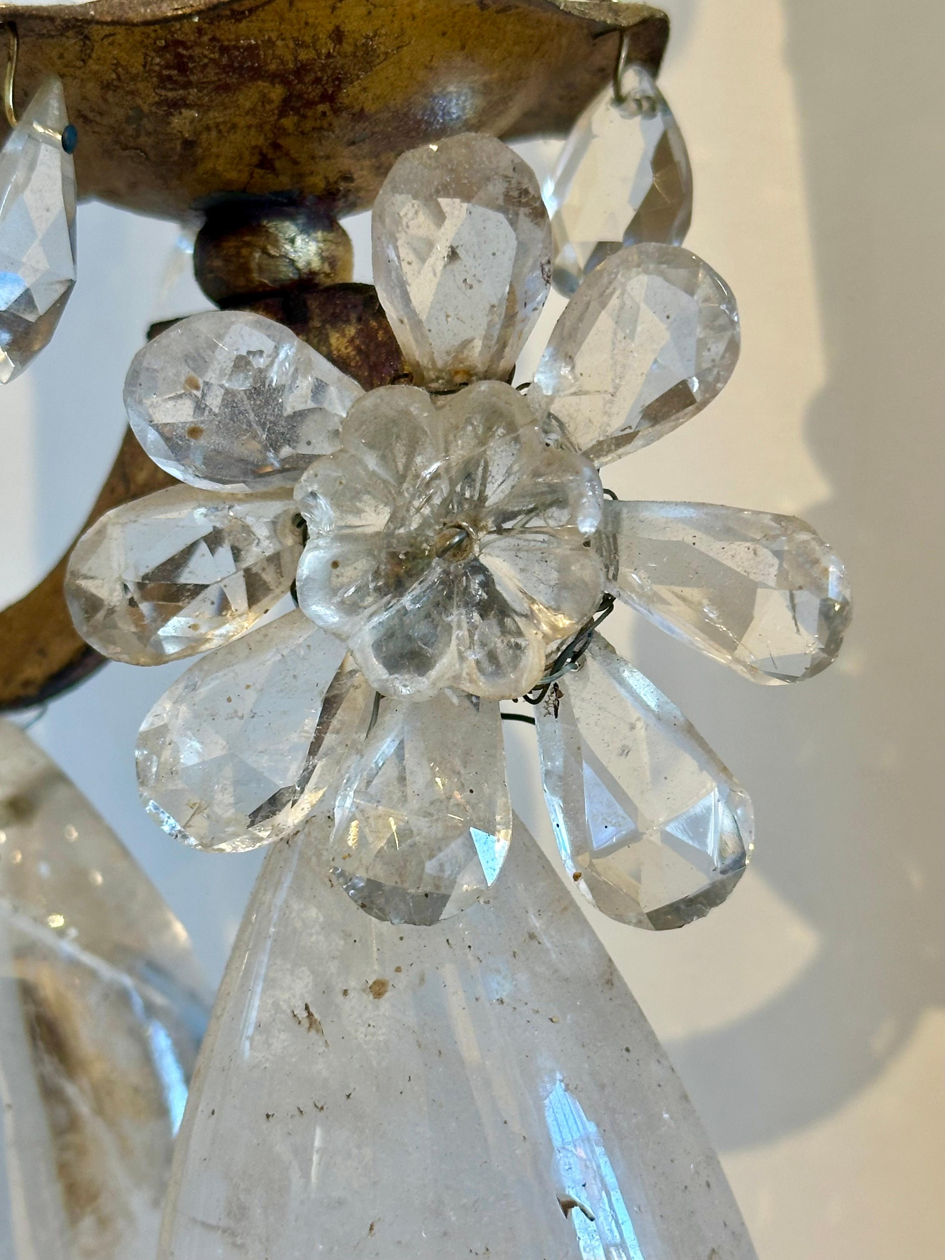 Pareja de apliques franceses de cristal de roca de principios del siglo XX en venta 2