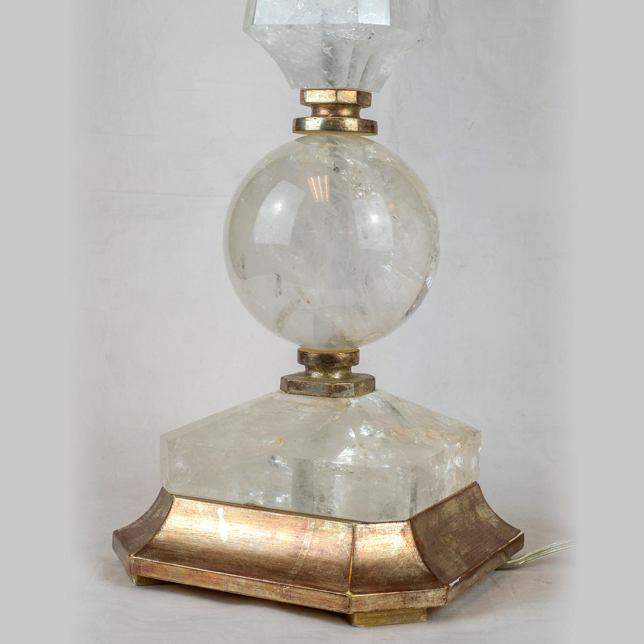 Carved Early 20th Century French Rock Crystal Table lamp For Sale